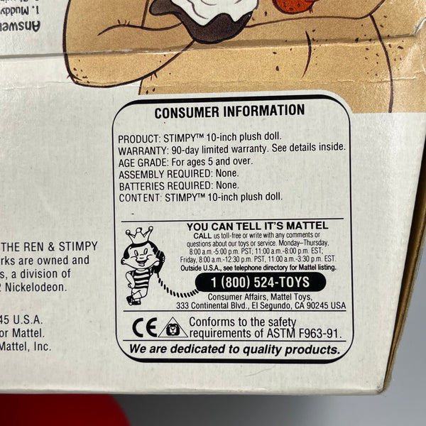 Ren and Stimpy Show Rude Toot Stimpy Plush Toy Doll Mattel 1992 / 10" autographed by Bob Camp co-creator of The Ren & Stimpy Show