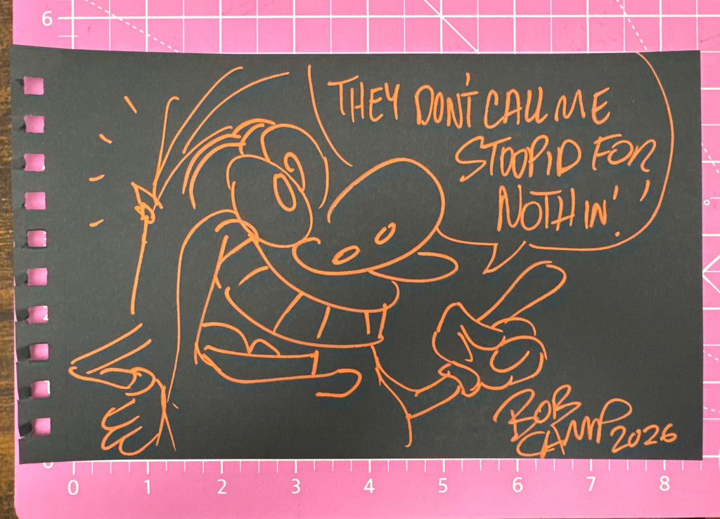 Marker Sketch on Black Paper By Bob Camp, The Ren and Stimpy Show