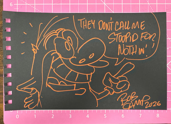 Marker Sketch on Black Paper By Bob Camp, The Ren and Stimpy Show