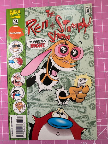 Issue #34 September 1995 Marvel Ren and Stimpy Show (1992) Comic Books Autographed by Bob Camp
