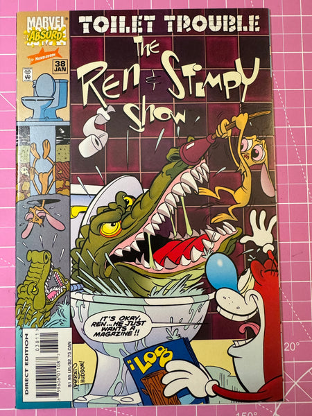 Issue #38 January 1996 Marvel Ren and Stimpy Show (1992) Comic Books Autographed by Bob Camp