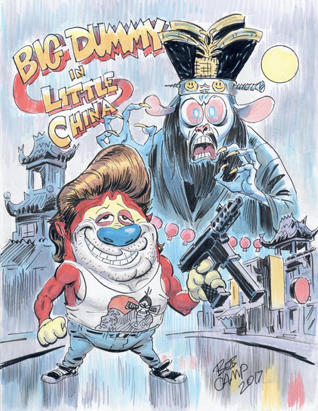 “Big Dummy In Little China” Bob Camp Art Ren & Stimpy Show Art Mashup 11x14 Autographed Poster