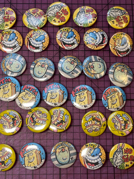 Ren & Stimpy Pin Back Buttons - Set of 5