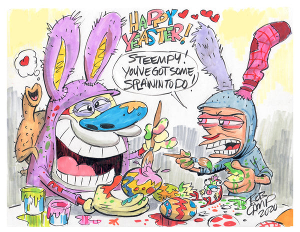 Ren and Stimpy “Happy Yeaster” 11x14 Limited Edition Poster Hand Numbered and Signed by Bob Camp