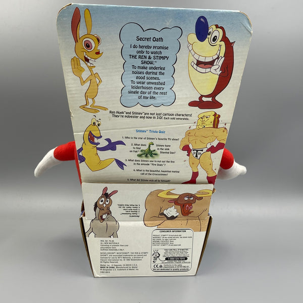 Ren and Stimpy Show Rude Toot Stimpy Plush Toy Doll Mattel 1992 / 10" autographed by Bob Camp co-creator of The Ren & Stimpy Show
